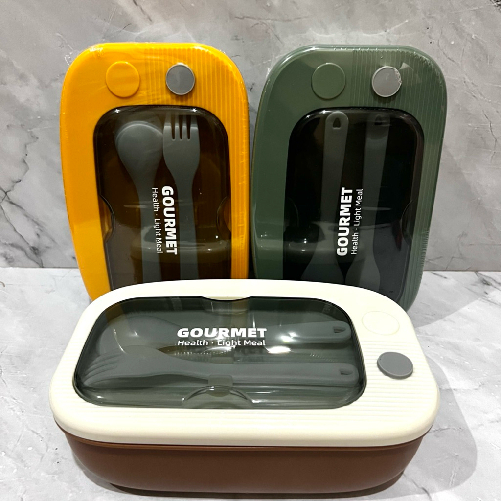 Lunch box 2 sekat GOURMET / Kotak makan permium / Kotak bekal 1100ml - kotak bekal anti tumpah / Kot