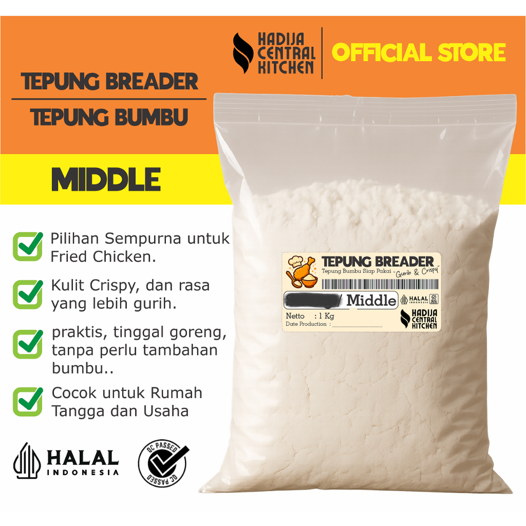 

Tepung Fried Chicken Homemade | Tepung Bumbu Ayam Renyah ala KFC - Varian Middle 1 Kg