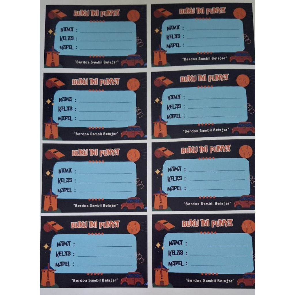 

Stiker label pelajaran custom nama anak untuk buku tulis