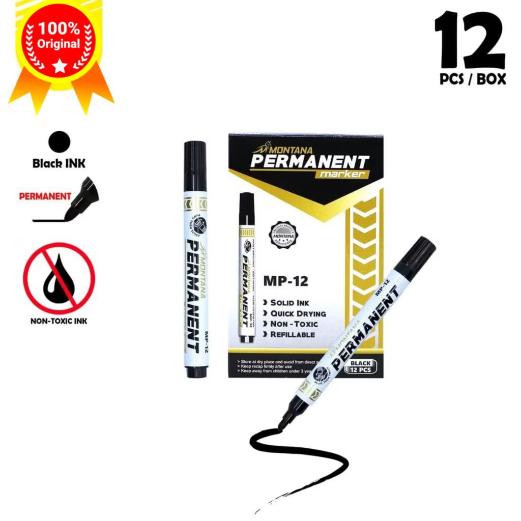 

Spidol MONTANA Permanent Warna Hitam 12 Pcs/box /MP-12 BLACK