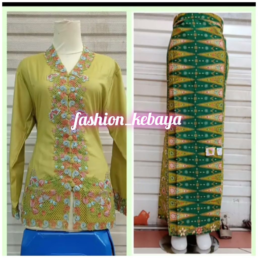 setelan kebaya encim motif bunga tulip kebaya modern kebaya seragaman kerja