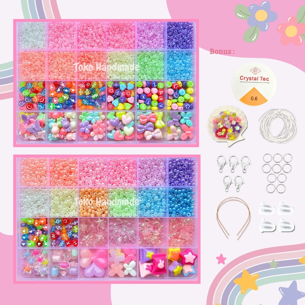 Toko Handmade - Pernak Pernik Gelang 1 Box Mute Manik Manik - DIY Gelang Manik Manik Aesthetic - DIY