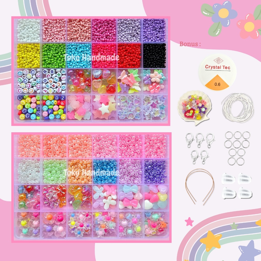 Toko Handmade - Pernak Pernik Gelang 1 Box Mute Manik Manik - DIY Gelang Manik Manik Aesthetic - DIY