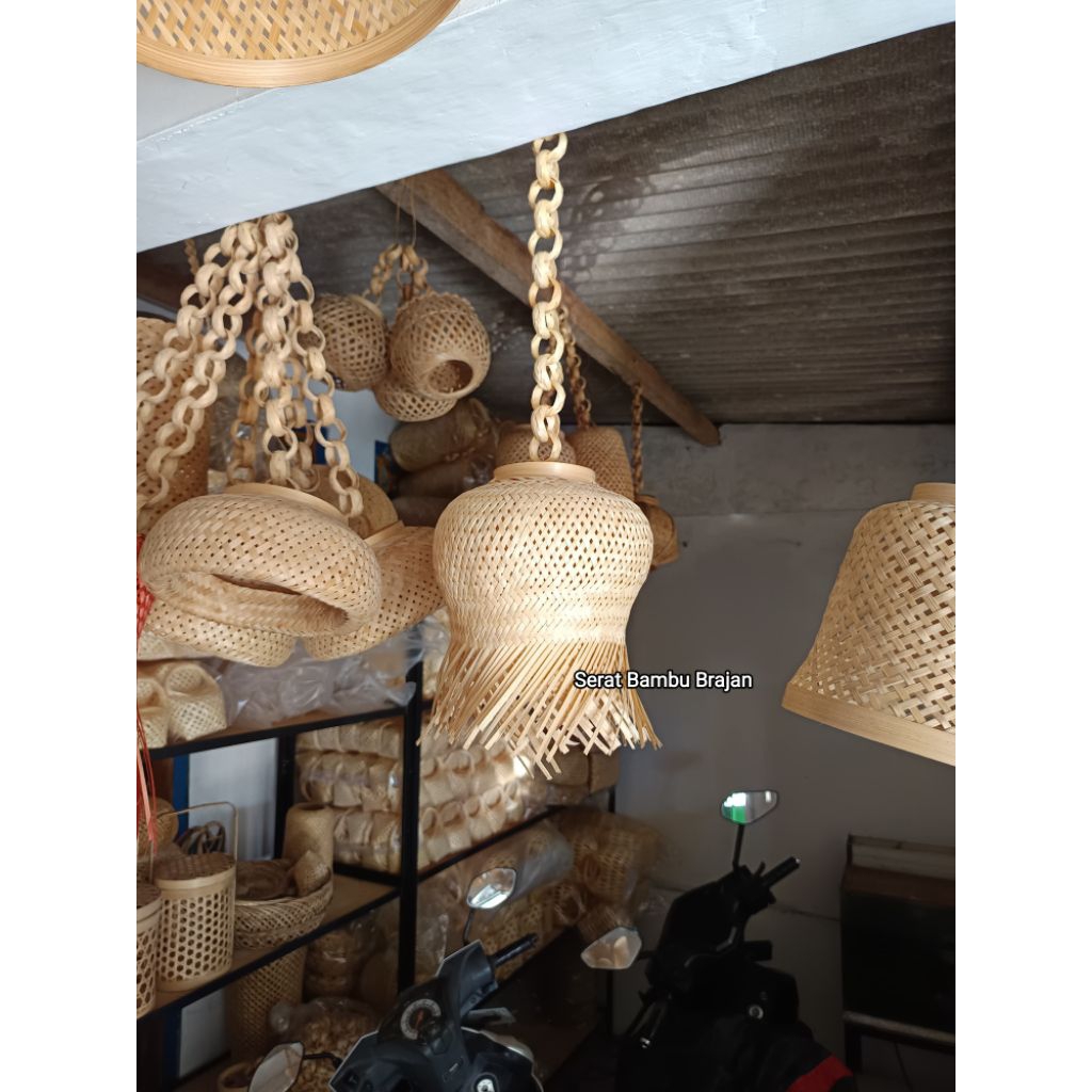 Kap Lampu Klenting rumbai Mini | Kap Lampu Gantung | Kap Lampu Estetik |  Kap Lampu Bambu | Kerajina