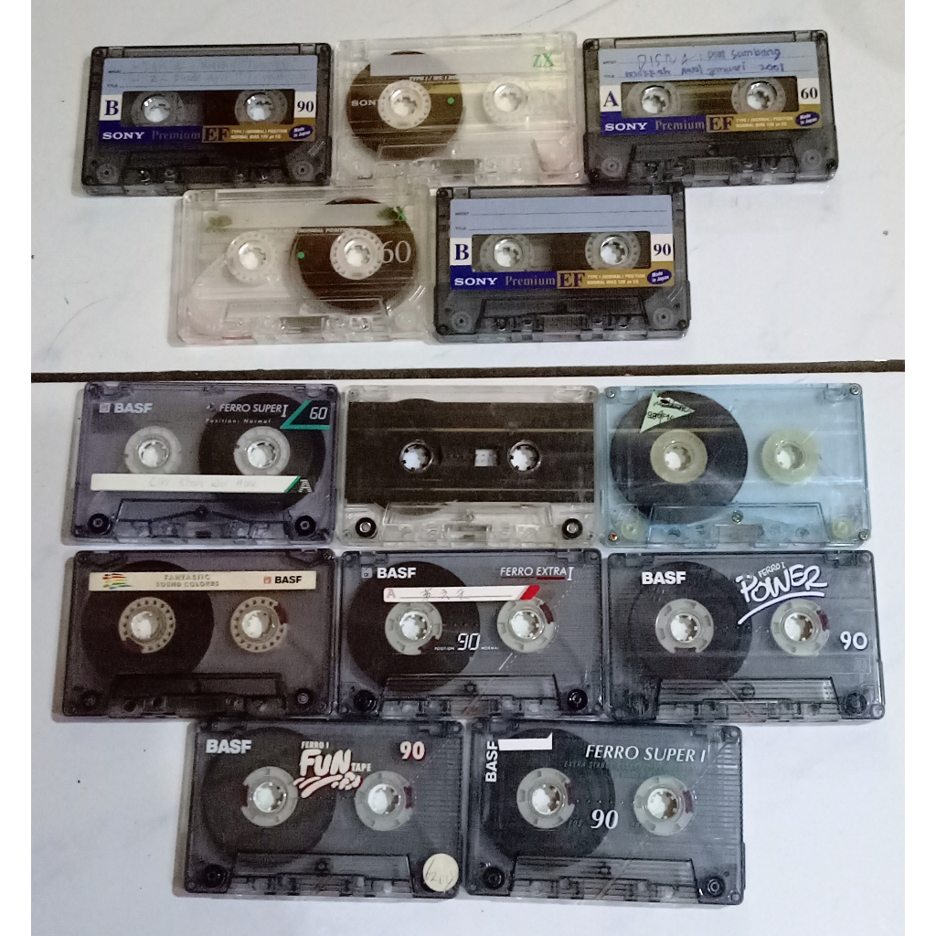 KASET BEKAS REKAMAN - BASF & SONY - PAKET 13 KASET