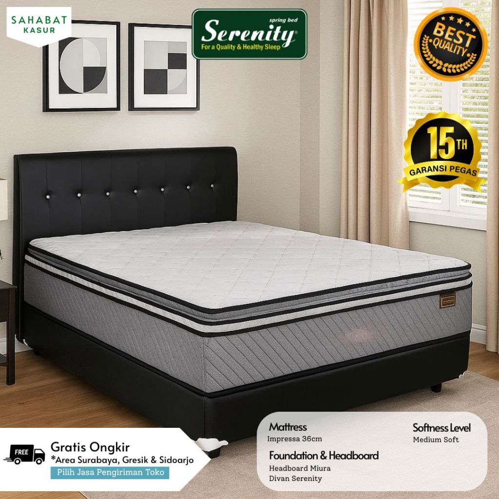 FULL SET Serenity Elite Impressa Springbed | Impressa Pocket Latex Pillowtop Serenity