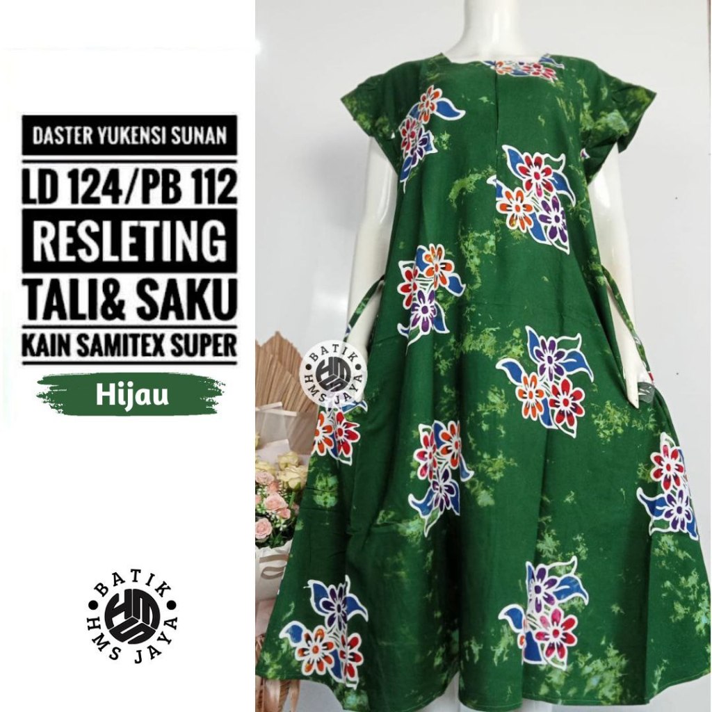 Daster Yukensi Jumbo LD124 Batik Pekalongan Cap Kwalitas Super Adem Nyaman Cantik Manis Seksi