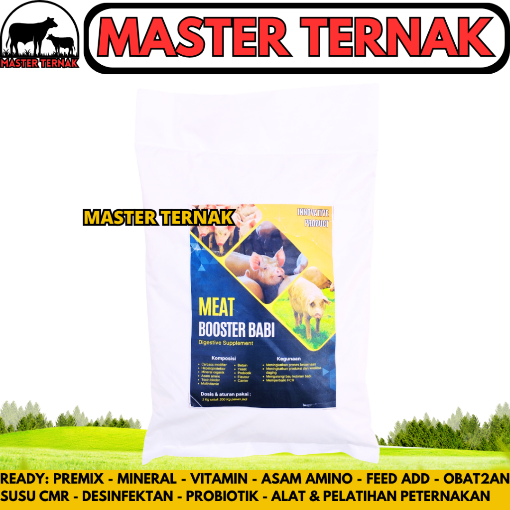 MEAT BOOSTER BABI 1 KG - Premix Babi Pemacu Pertumbuhan Penggemukan & Karkas Modifier