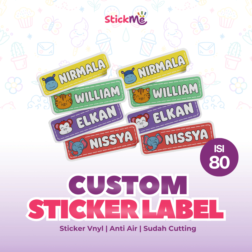 

StickMe Sticker Label Nama Custom Anti Air Isi 80 Pcs Stiker Nama Multifungsi
