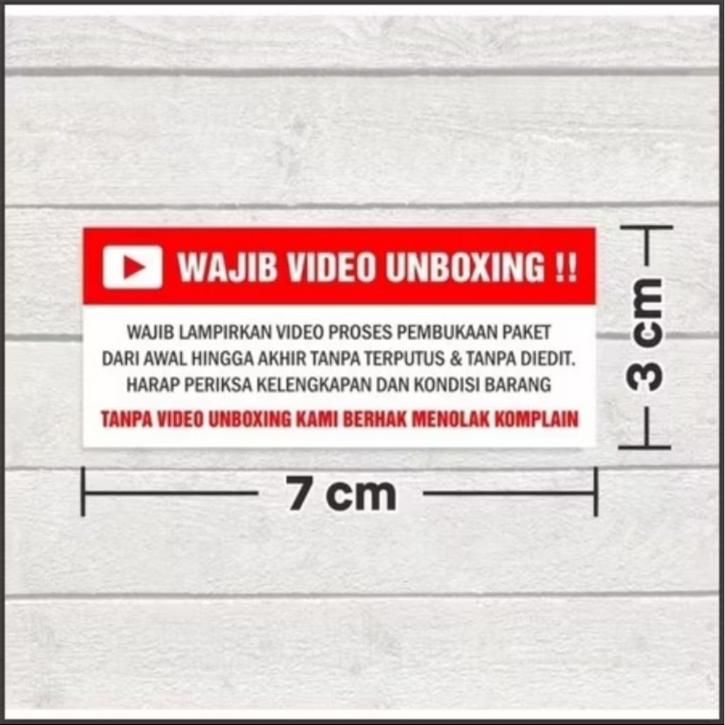 

PROMO TOKO BARU! Label Sticker Wajib Video Unboxing Pengiriman Paket Online Shop 70 x 30 mm / 7 x 3 cm isi 500 pcs