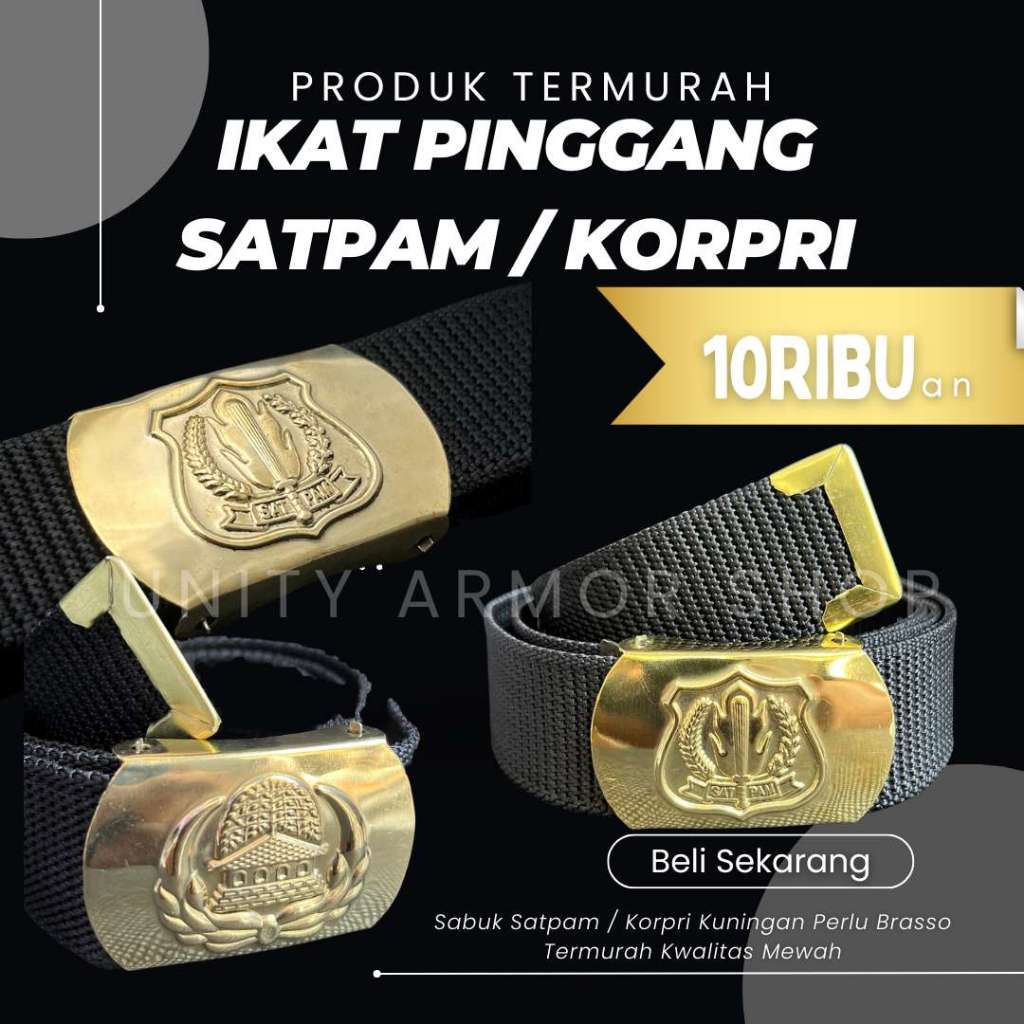 SABUK SATPAM / SABUK KORPRI / SABUK TNI / SABUK POLISI KUNINGAN MURAH STANDART BRASO