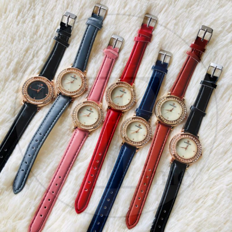 WTT Jam Tangan Wanita Fashion QUIKSILVER Kulit Permata Perempuan Analog Korea Murah