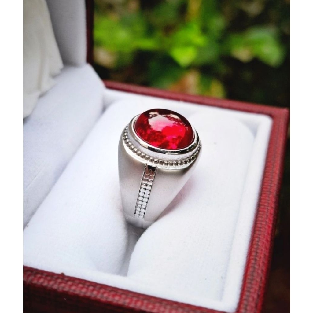 Cincin Batu Permata Merah Delima Siam Original
