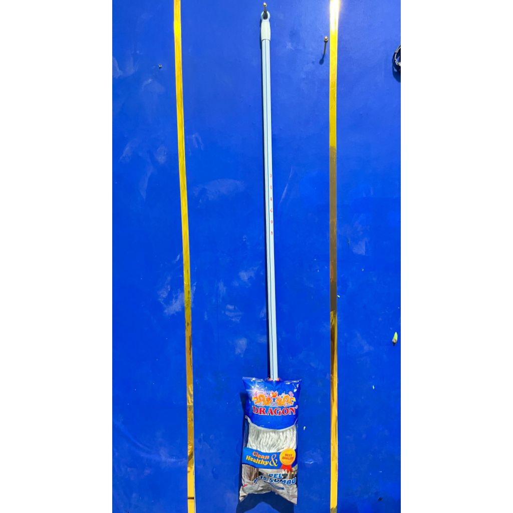 Pel Lantai Dragon 3 Sumbu Gagang Panjang | Alat Pel Serabut Kapas Tebal Kuat