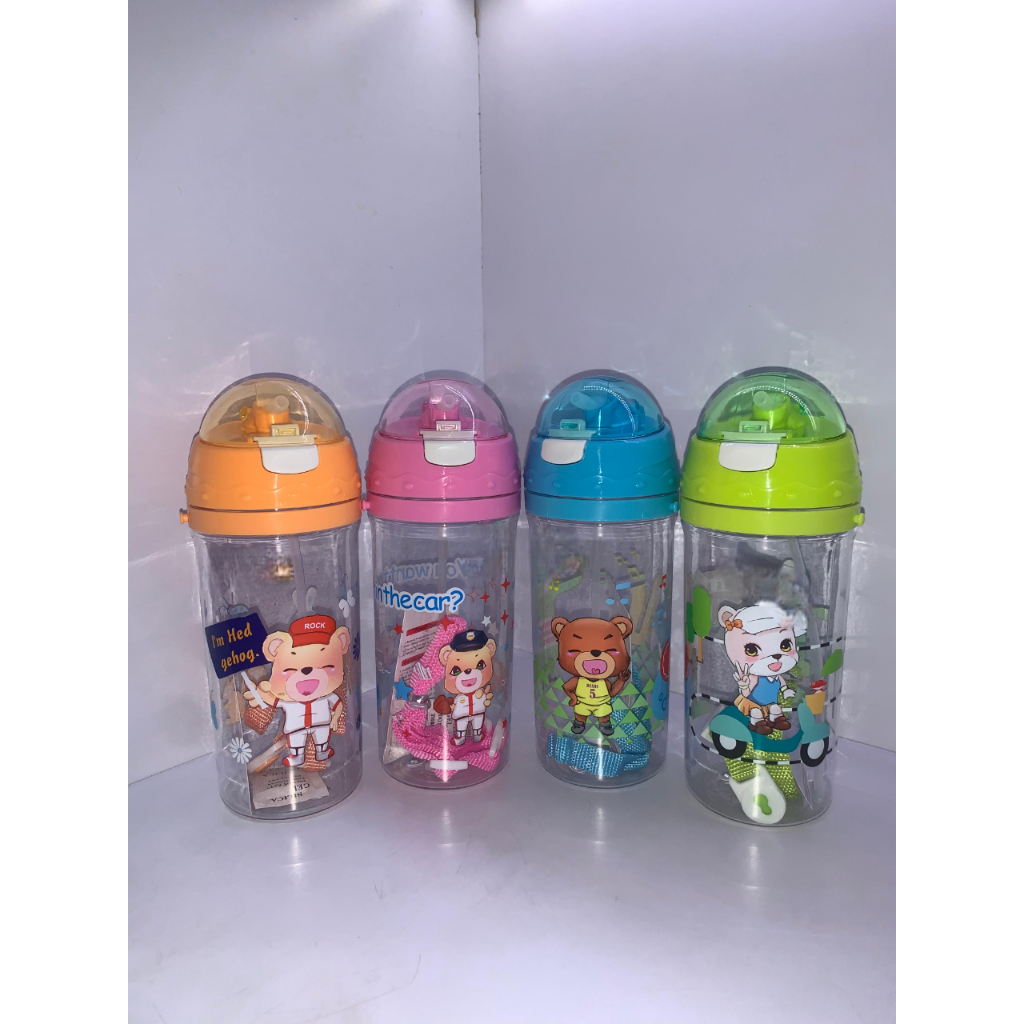 Botol Air MInum Anak Lucu Beruang 620ml Dengan Tali Panjang