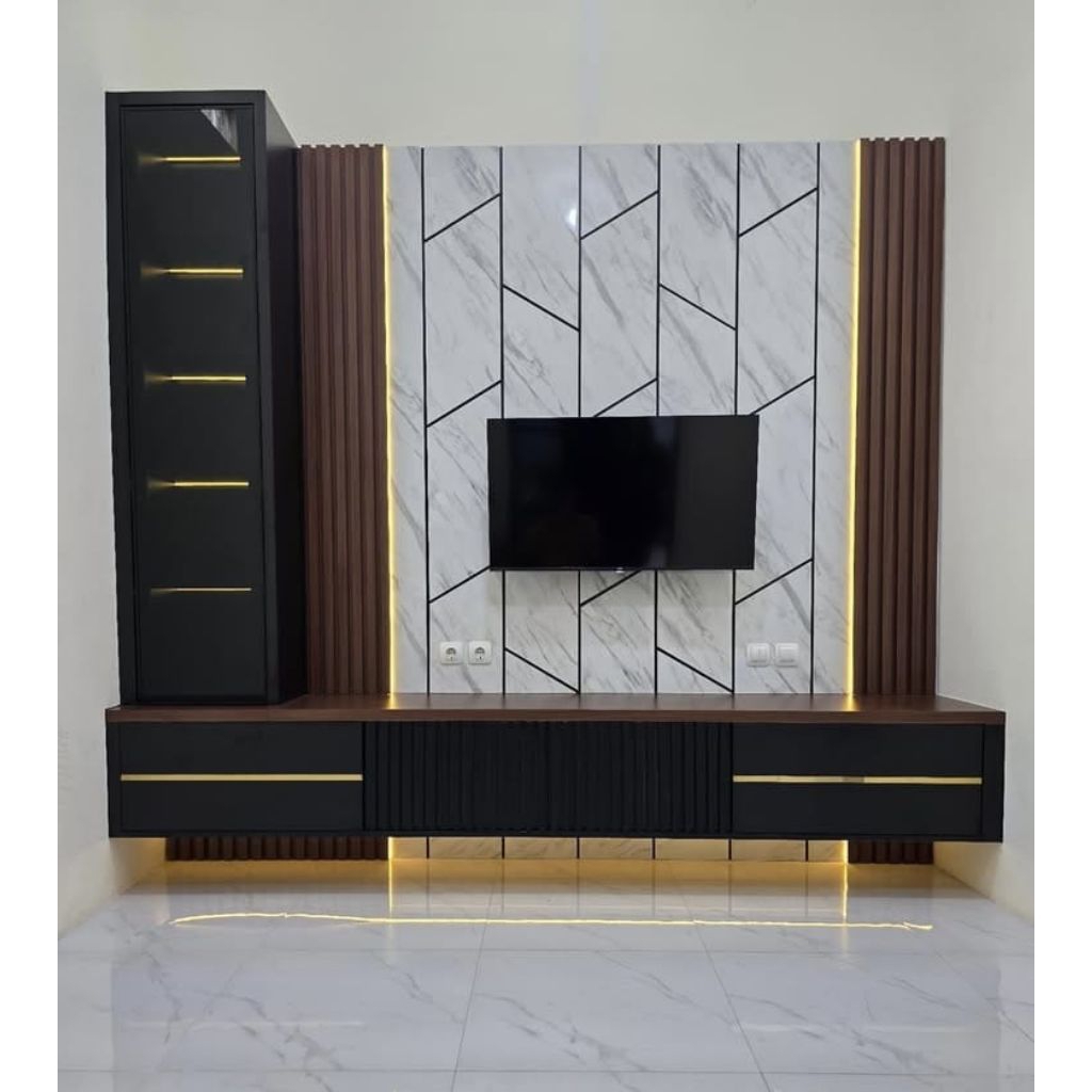 Custom Backdrop TV Minimalis HPL [Gratis Ongkir] Kediri Tulungagung - Estetik & Awet