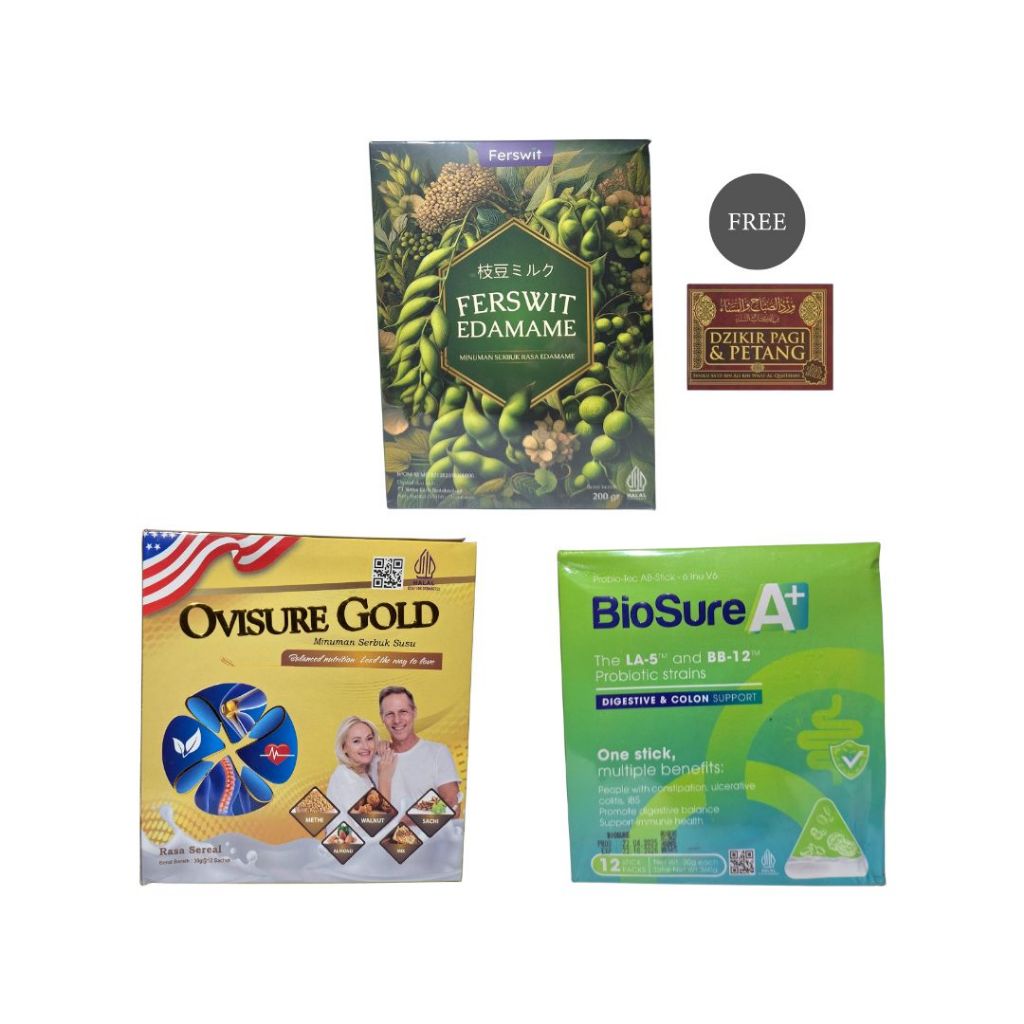

FERSWIT Paket A Minuman Susu Edamame, Ovisure Gold, BioSure A+