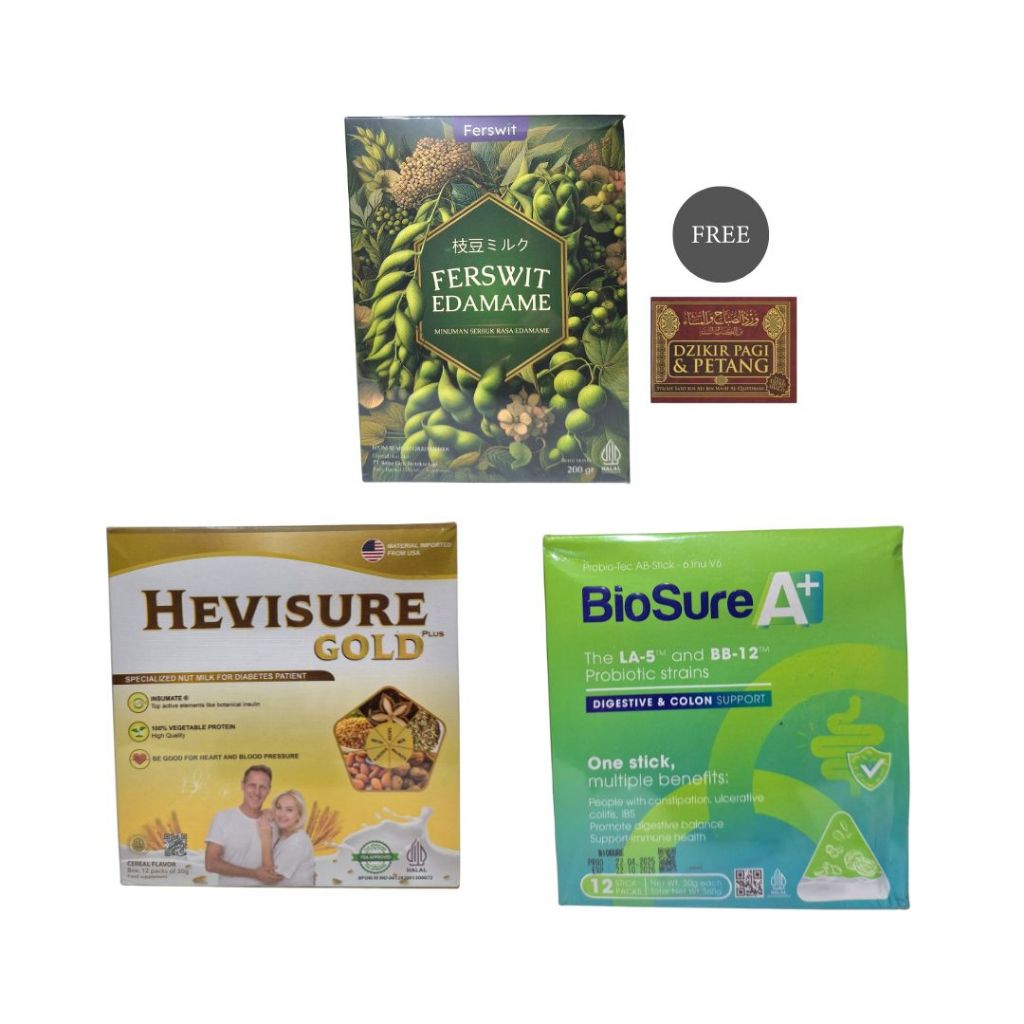 

FERSWIT Paket B Minuman Susu Edamame, Hevisure Gold, BioSure A+