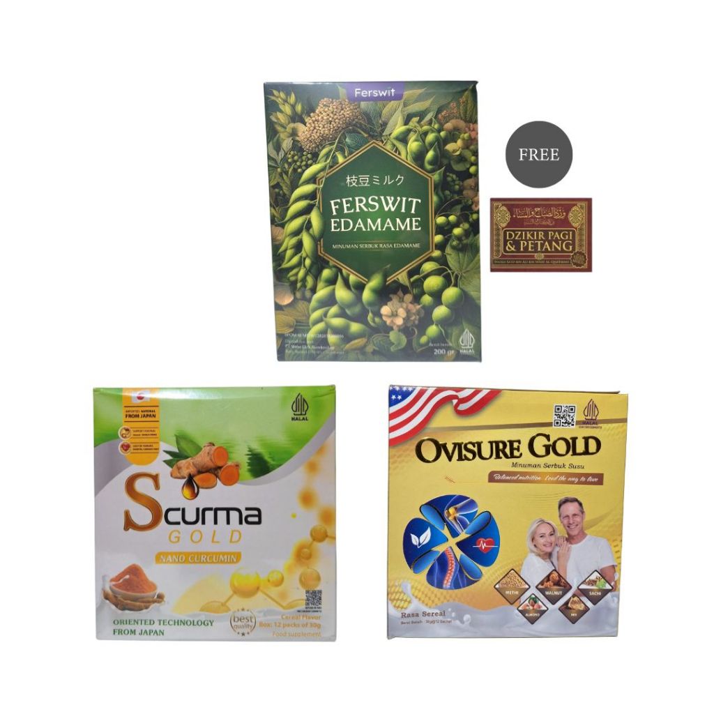 

FERSWIT Paket C Minuman Susu Edamame, Scurma Kunyit Jahe, Ovisure Gold