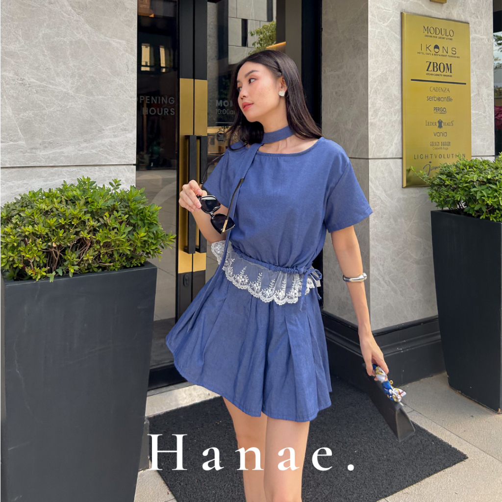 HANAE LABEL- Yumiko Set Top Skirt Crop Top Mini Skirt Atasan Rok Wanita