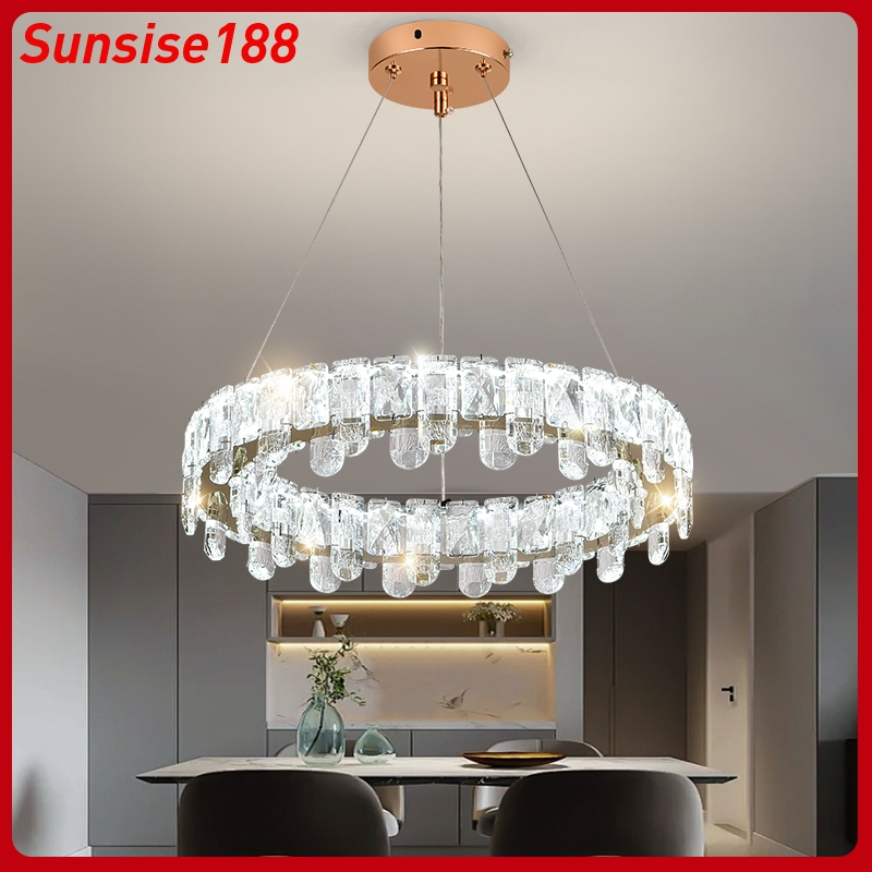 Lampu kristal minimalis baru lampu kristal 3 warna lampu gantung ruang tamu ruang makan lampu gantun