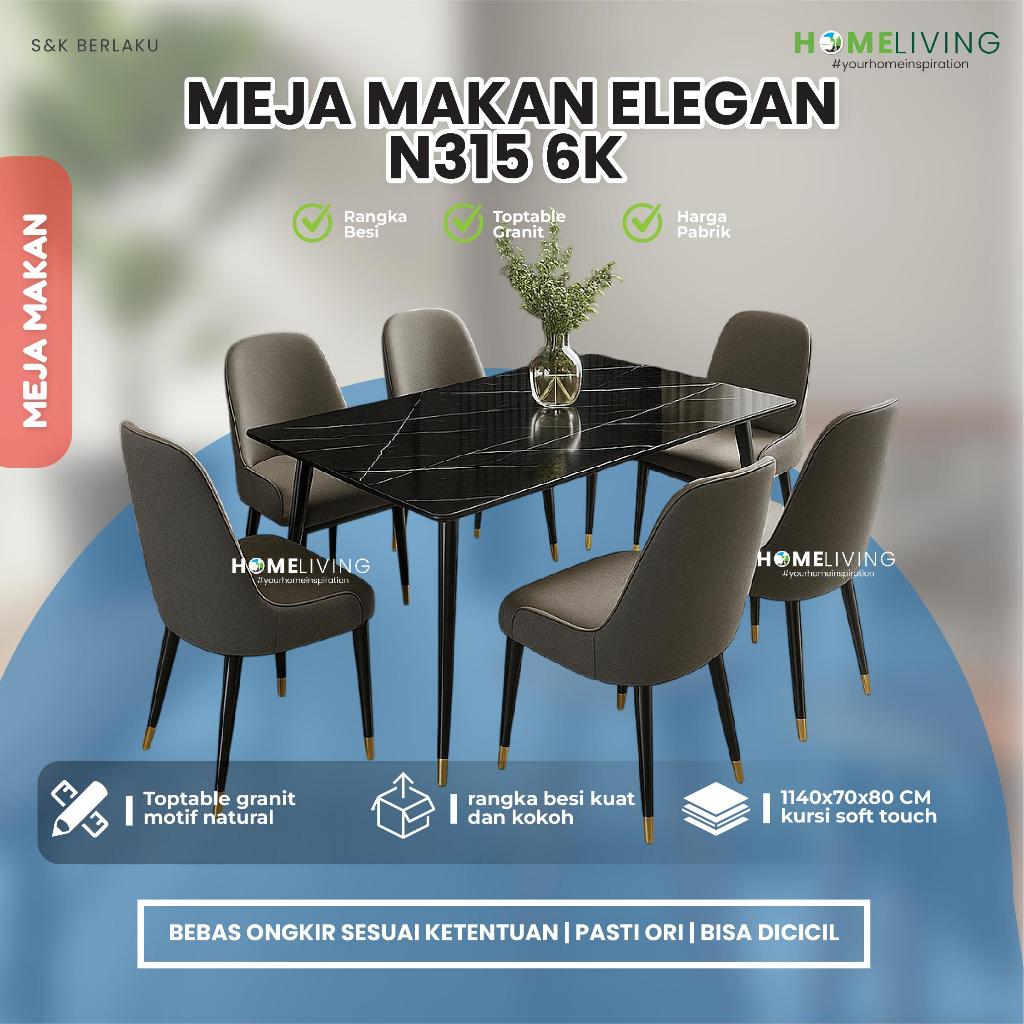 HOMELIVING - MEJA MAKAN MARMER - MEJA MAKAN 6 KURSI - MEJA MAKAN MARMER ELEGAN