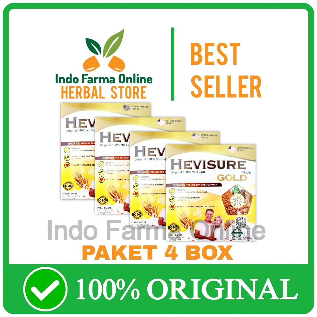 

4 Box Hevisure Gold Milk Susu Kacang Untuk Penderita Diabetes Diabet Dan Kencing Manis Original Asli