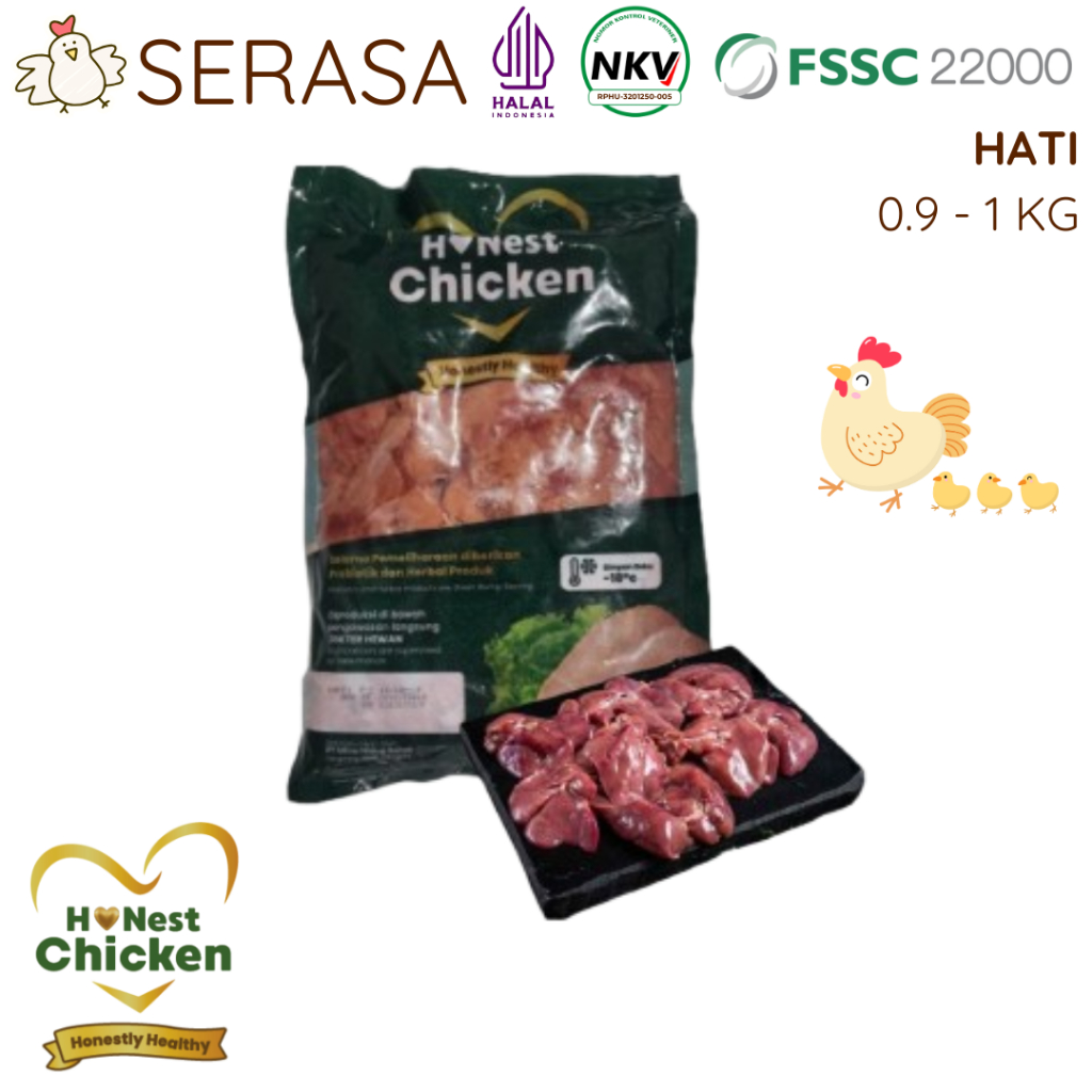 

HONEST CHICKEN DAGING AYAM PROBIOTIK AYAM HATI AYAM HALAL NKV 900 GR - 1000 GR