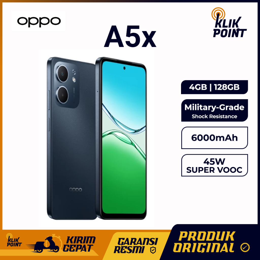 OPPO A5x Ram 4GB/128GB Tahan Banting - 6000mAh HP 1 Jutaan Terbaik Murah Original 100%