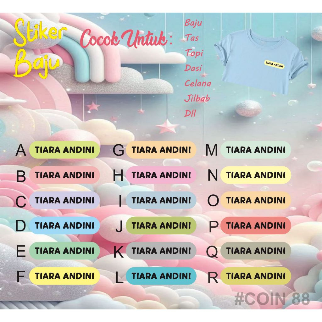 

Stiker Label Nama/Stiker Setrika Baju Untuk Anak-anak dan Dewasa Custom Nama Bahan Dtf Isi 30pcs