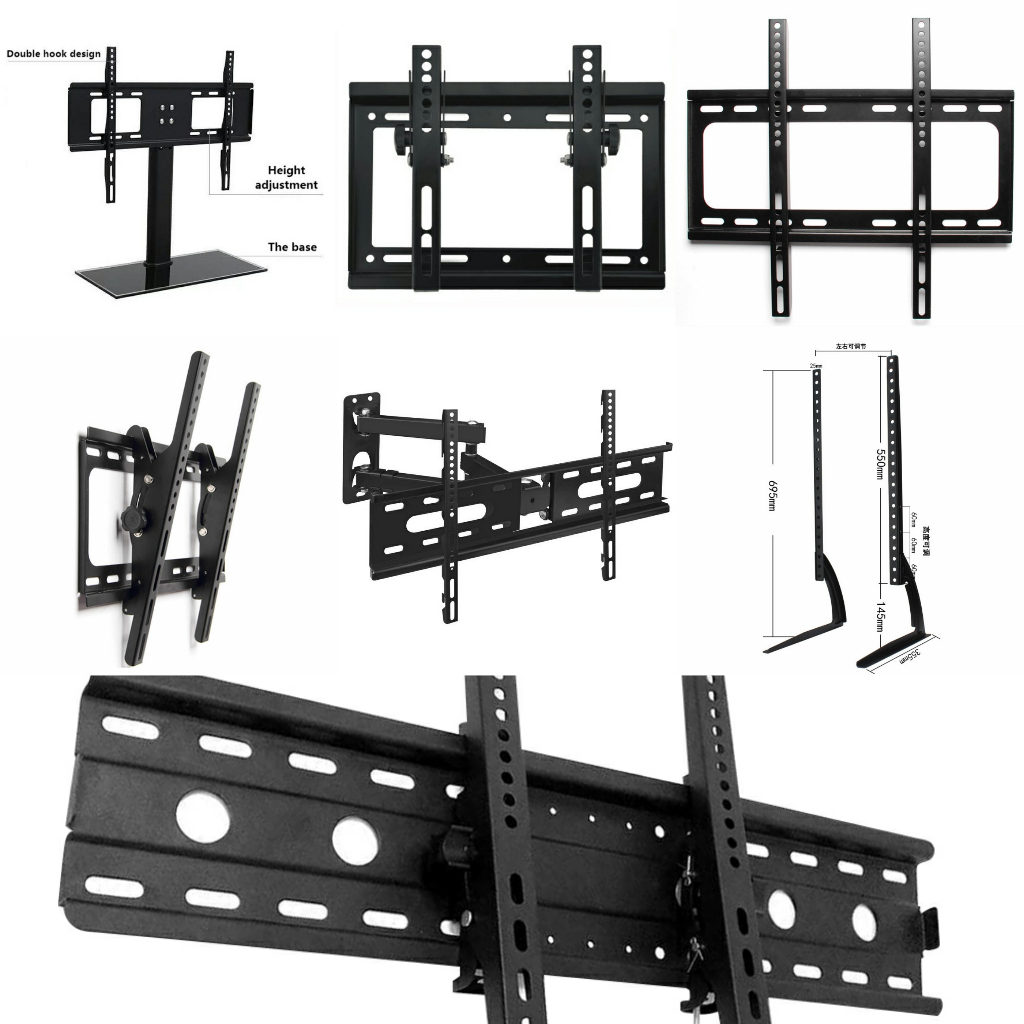 Bracket Braket Breket Holder Stand Mount Kaki Dudukan Tiang Base TV Monitor Meja Table Desk Dinding 