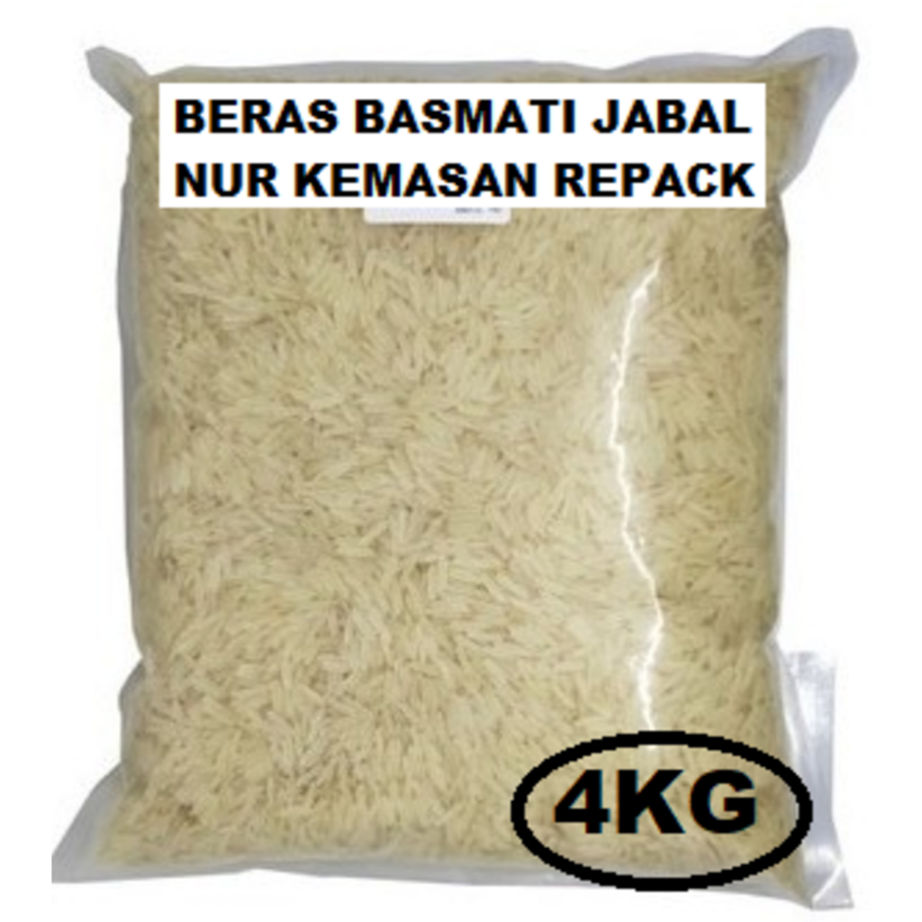

Beras Basmati Jabal Nur 1121 Kemasan Repack 4kg Premium Basmati India