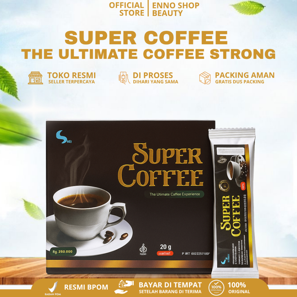 

SUPER COFFEE 1 BOX ISI 10 SACHET THE ULTIMATE COFFEE STRONG ORIGINAL GEN INDONESIA