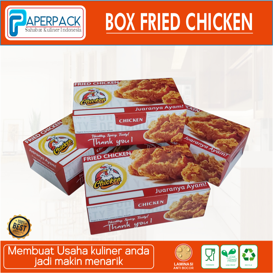 Dus Fried Chicken Isi 35 Box Ayam Geprek Celup Nasi Ayam Lunc Box Paper Kotak Makan Laminasi