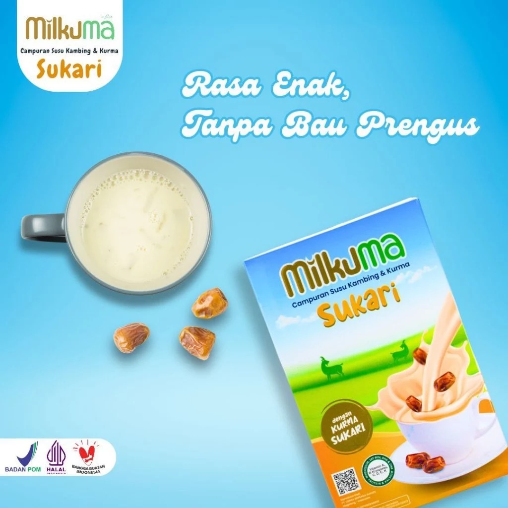 

Milkuma Sukari Susu Kambing Plus Kurma 200gr – Susu Etawa Halal, Tanpa Bau, Aman Anak & Ibu