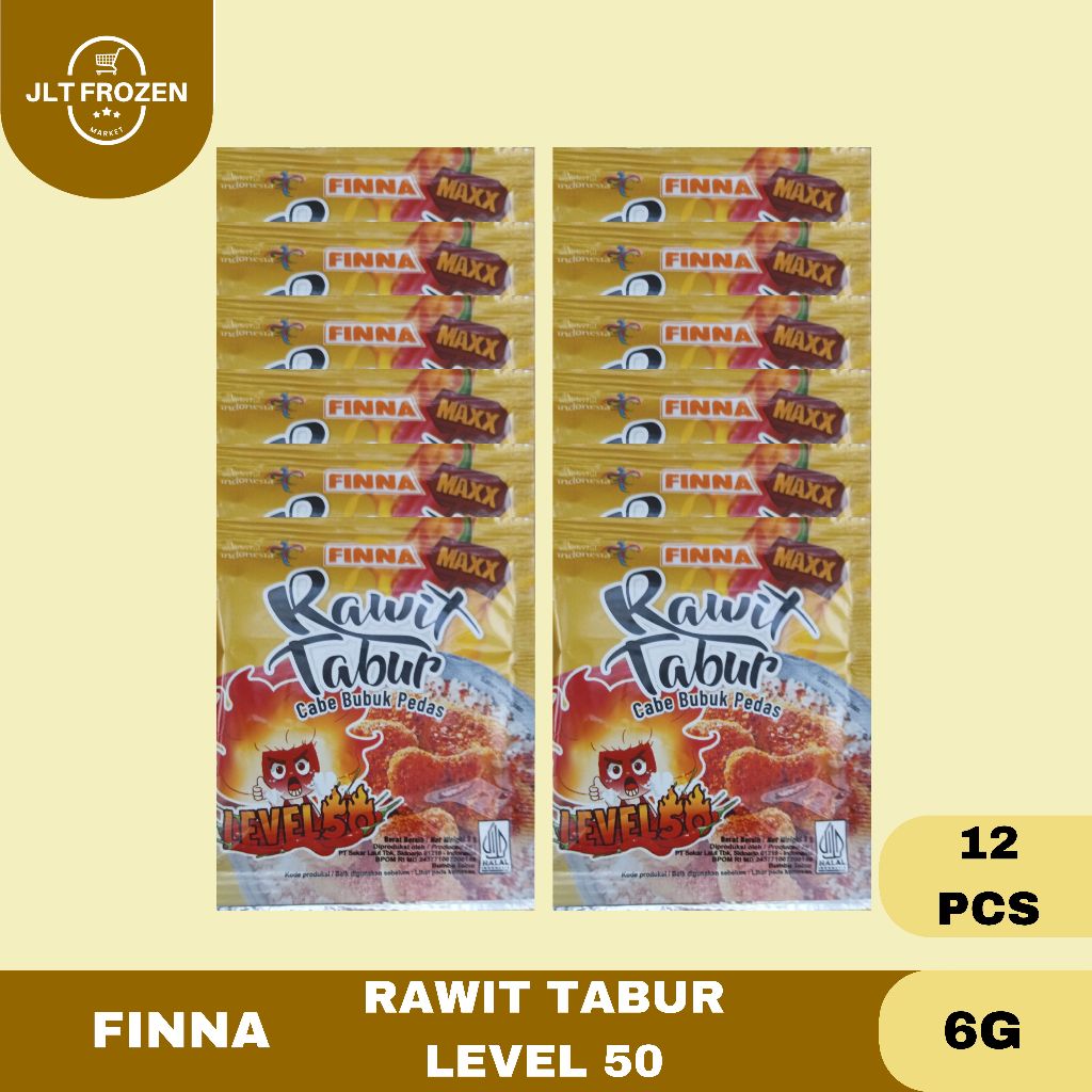 

Finna Rawit Tabur / Cabe Bubuk Pedas Level 50 Sachet 6g 1RENCENG/12PCS