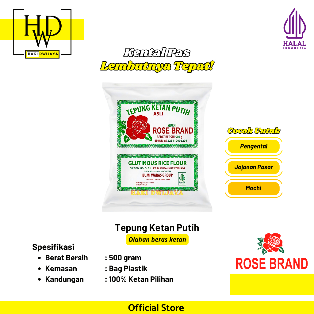 

[500gr] Rose Brand Tepung Ketan Putih Halus dari Beras Ketan Pilihan