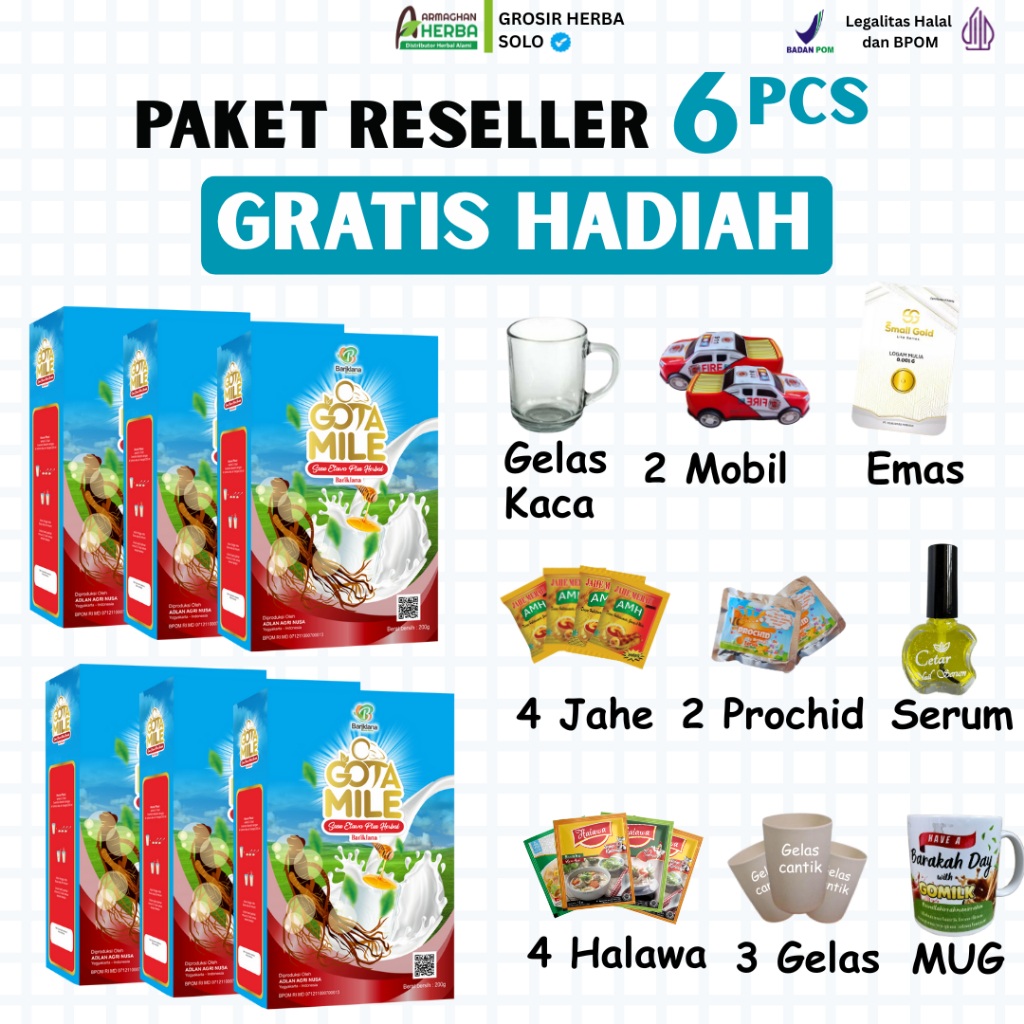 

[ PAKET RESELLER 6 BOX ] GOTAMILE Susu Kambing Etawa Plus Ginseng | Nutrisi Penambah Stamina dan Kekuatan Tubuh