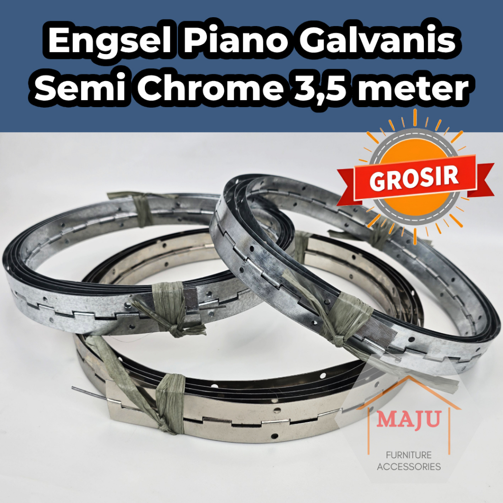 Engsel Piano 3,5 Meter Roll Semi Chrome / Galvanis Anti Karat Grosir (Lemari Panjang 350 cm)