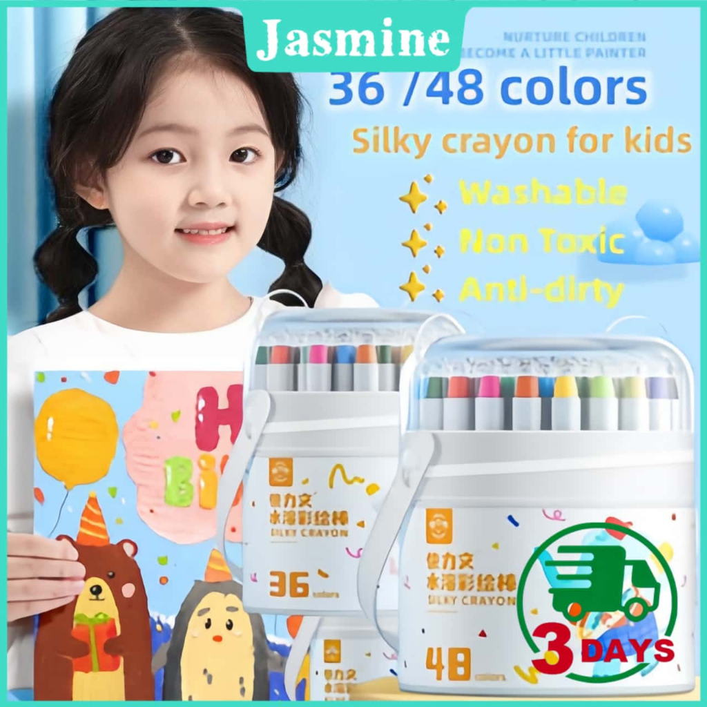 

【Ready Stock】36/48pcs Crayon For Kids- Washable Non Toxic Colouring Painting Oil Pastel Drawing Art Krayon Tidak Kotor Tangan Children’s Gift