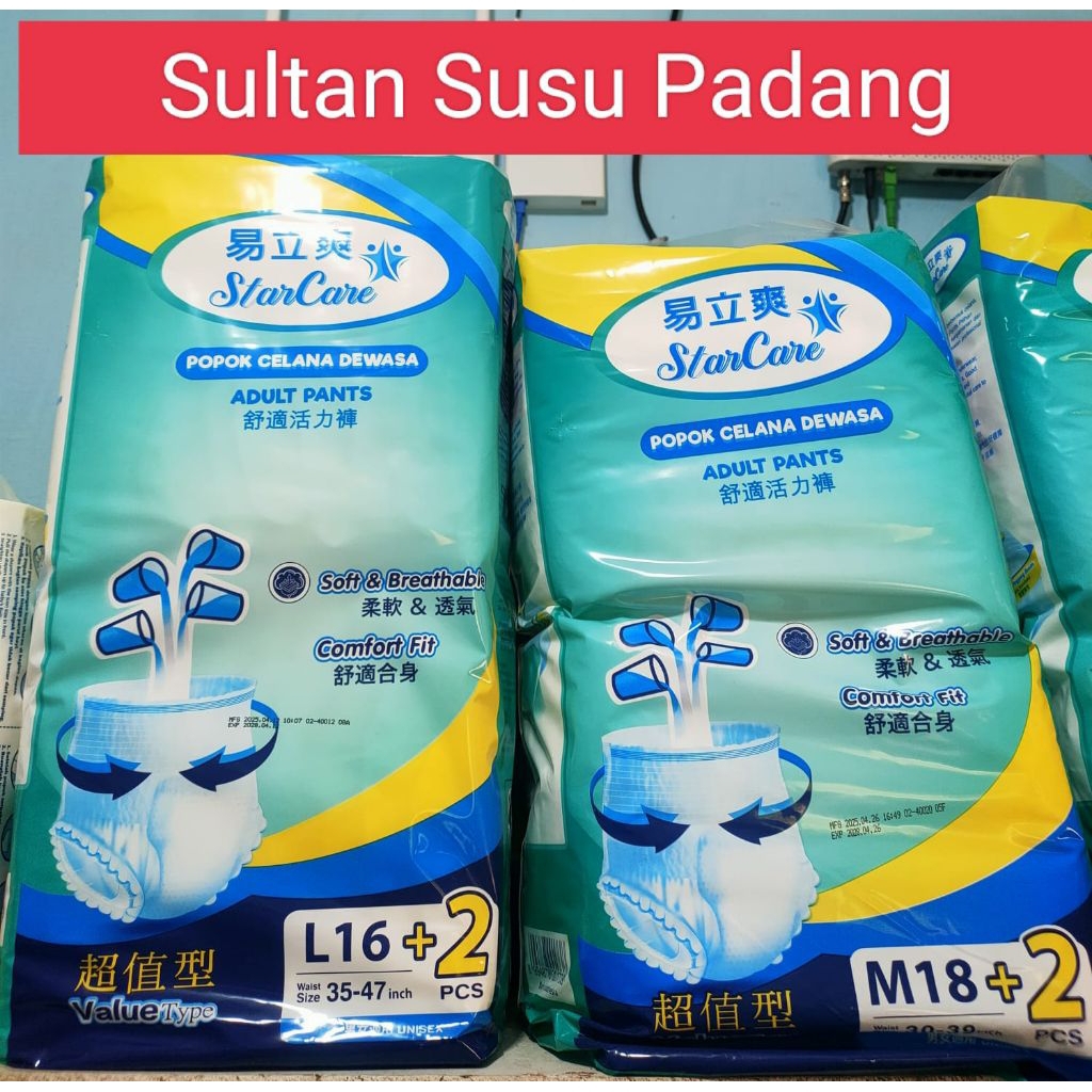 StarCare Popok Dewasa / Tipe Celana / M 18+ 2 / L 16 +2 / Kota Padang