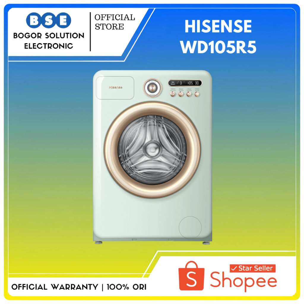 Mesin Cuci Front Loading Hisense WD105R5 - Mesin Cuci Front Loading & Pengering 10.5kg