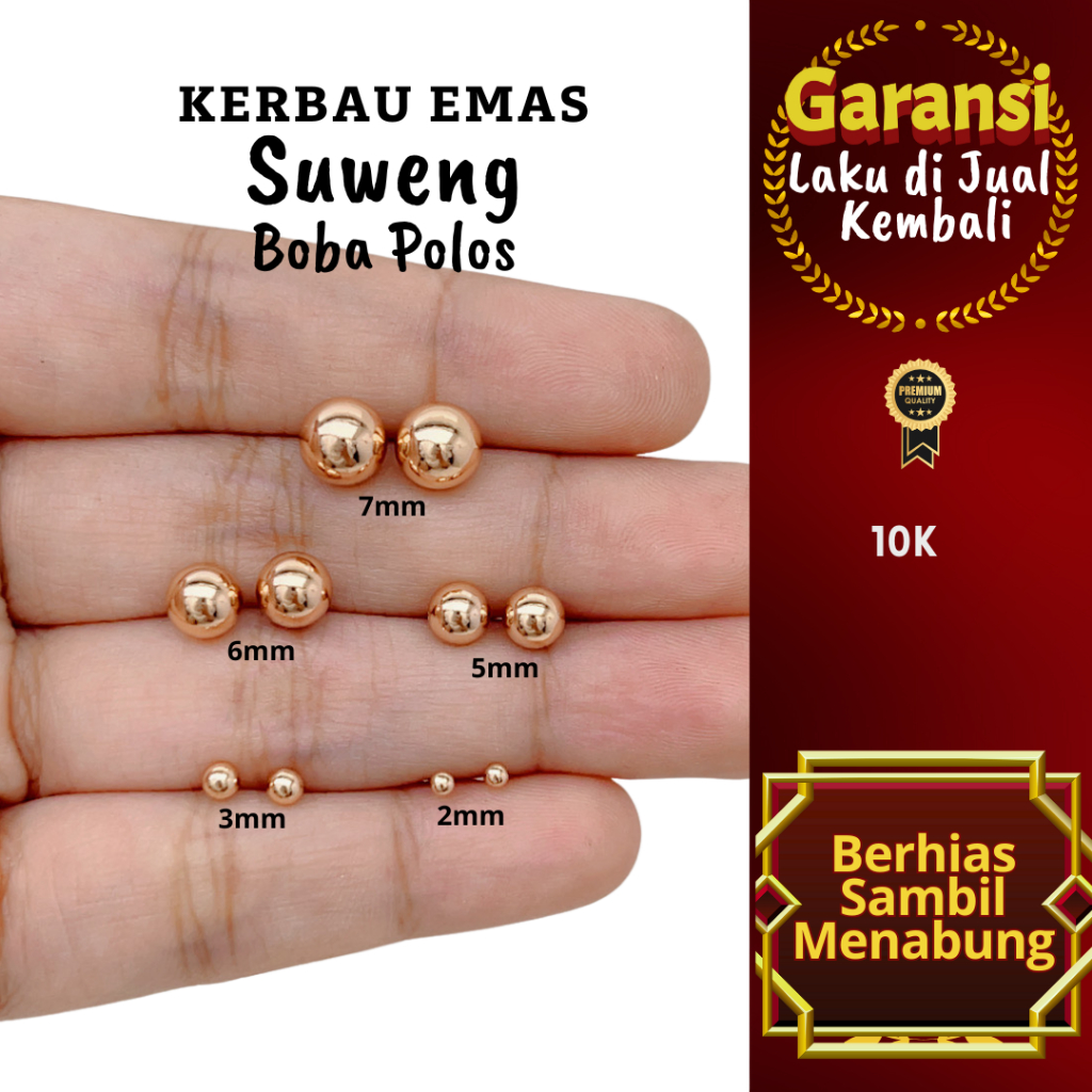 S 1046 Kerbau Emas Suweng Boba Polos Warna 10K