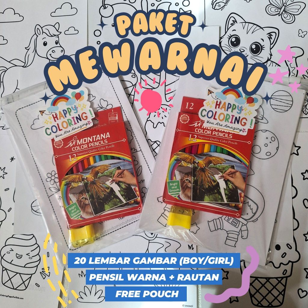 

Hampers Paket Mewarnai Anak Cowo Cewe / Hadiah Mewarnai / Kado Mewarnai Anak / Buku Aktivitas Coloring Anak