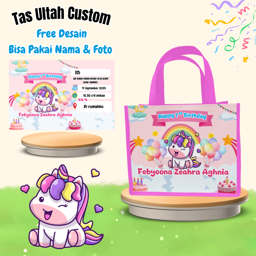 

Paket 40 Pcs Tas & Free Undangan Anak Ulang Tahun Custom Desain Muat Kfc Snack Kain