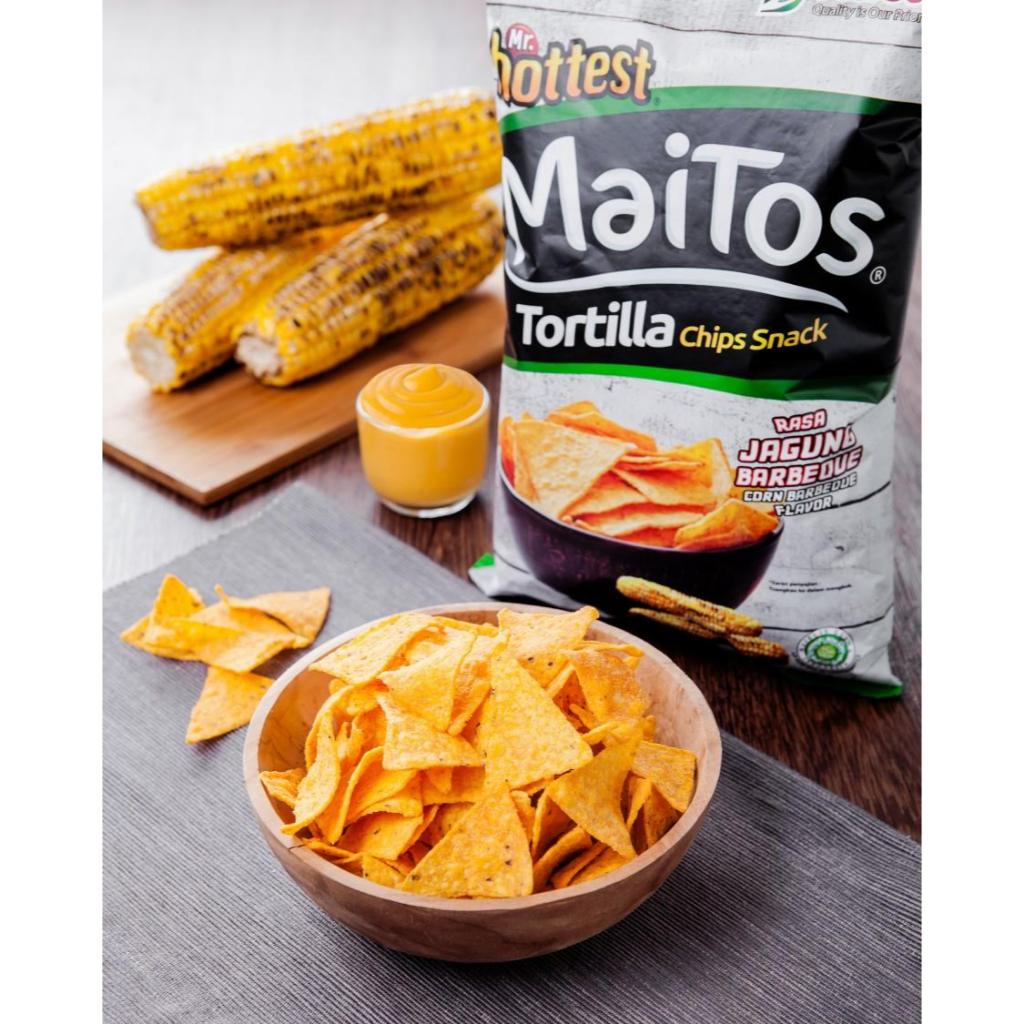 

Snack Jajan Maitos Tortilla Isi 140 Gram Rasa Jagung BBQ Hottest Cemilan Gurih Renyah Pedas