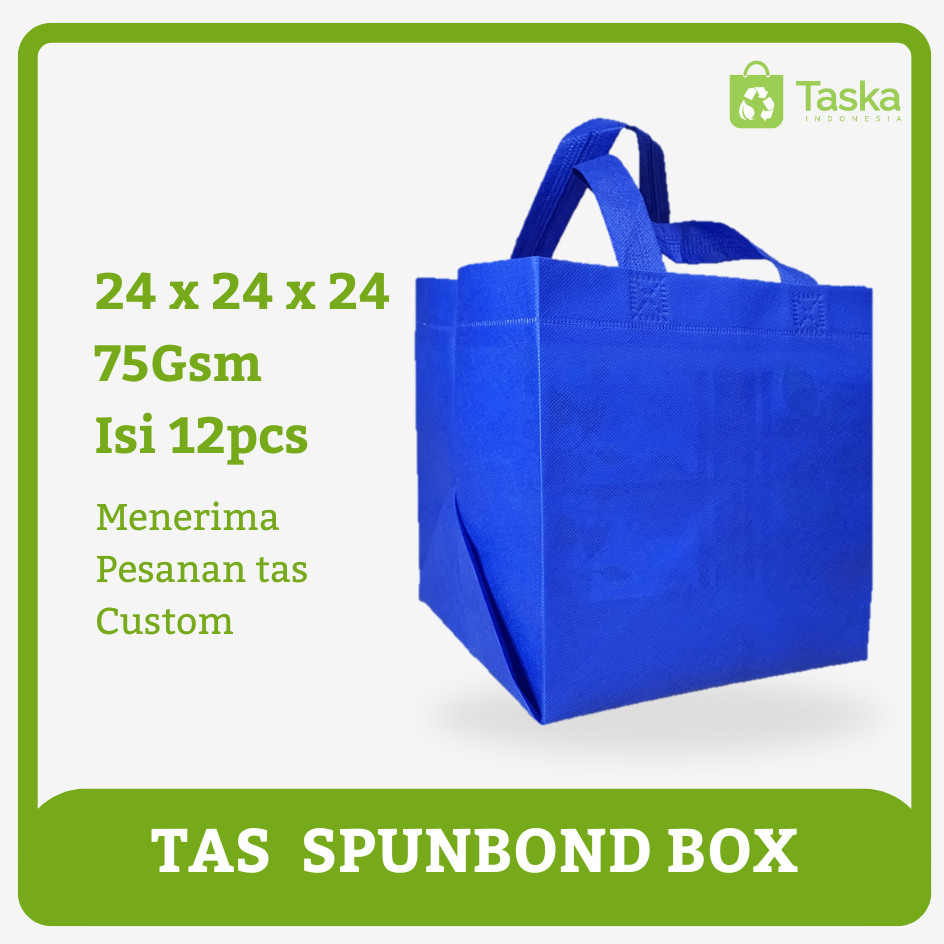

Taska - Goodiebag Spunbond Box 24x24x24cm Warna Biru BCA Harga Satuan Tas Nasi Kotak Grosir