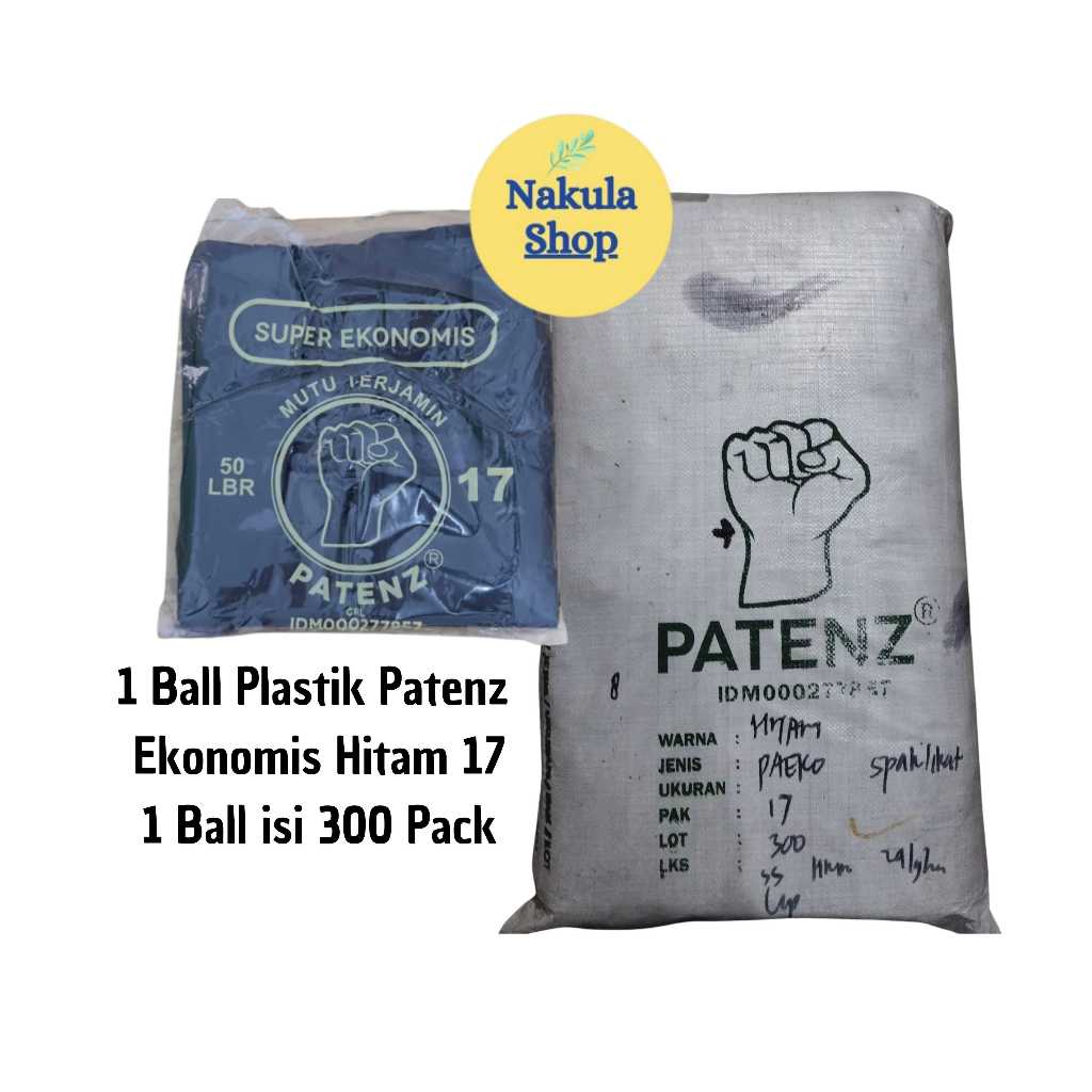 Grosir 1 Ball Kantong Plastik Kresek HITAM EKONOMIS Merk PATENZ ukuran 17
