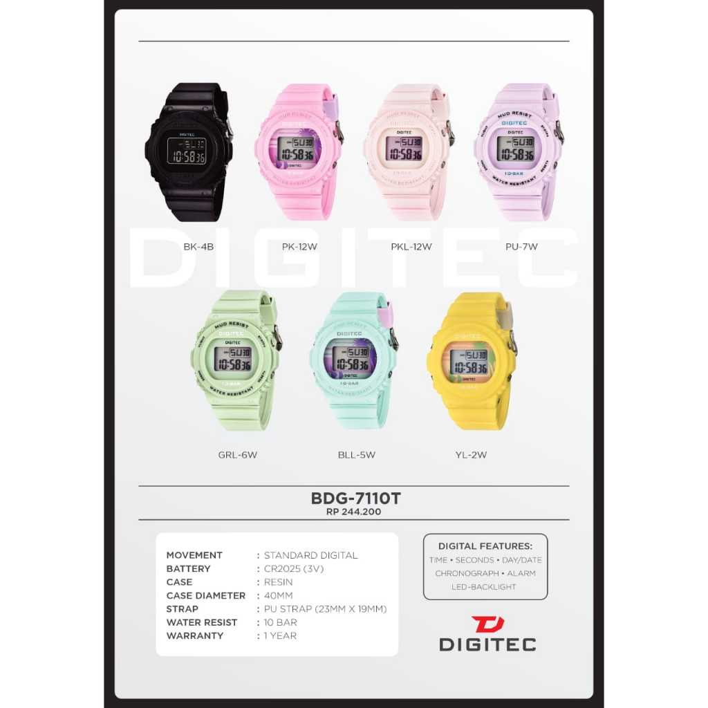 Jam Tangan Digitec 7110 DG 7110 DG-7110 BDG-7110T BDG 7110 Original