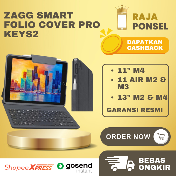 ZAGG SMART FOLIO COVER PRO KEYS2 FOR IPAD - GARANSI RESMI ZAGG